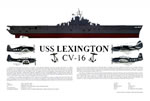 "USS Lexington" - Ernie Boyette - World War II Naval Art